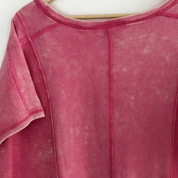Anthropologie Saturday Sunday Dress Size Medium Pink Acid Wash Short Sleeve - Picture 8 of 8